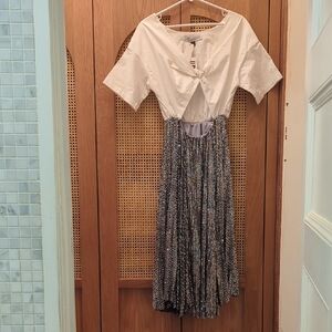 NWT Delfi collective Sequin Twofer Dress - White And Silver 🩶